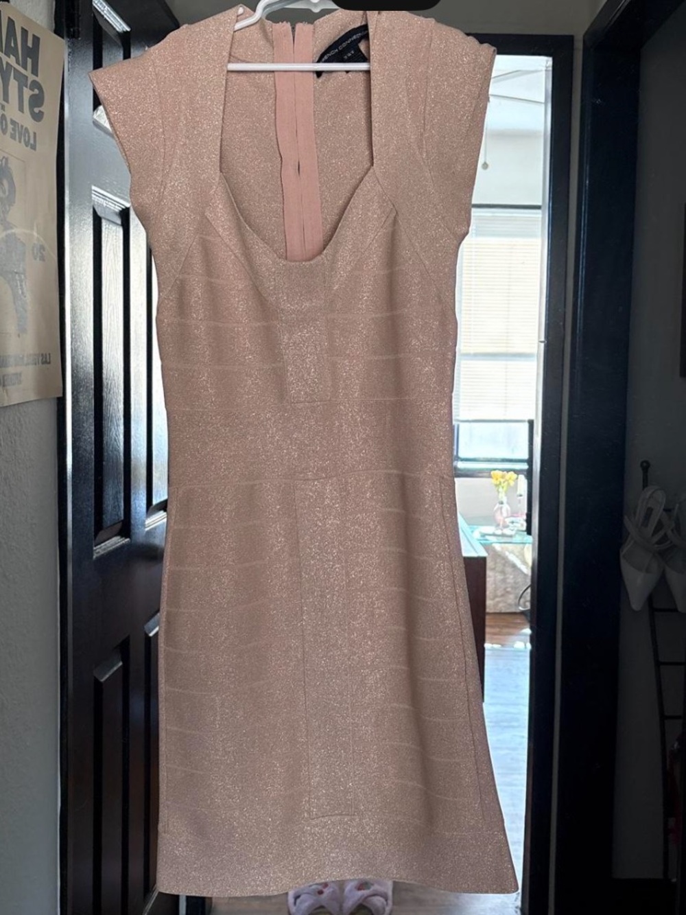 French Connection Light Blush Knit Sheath Dress